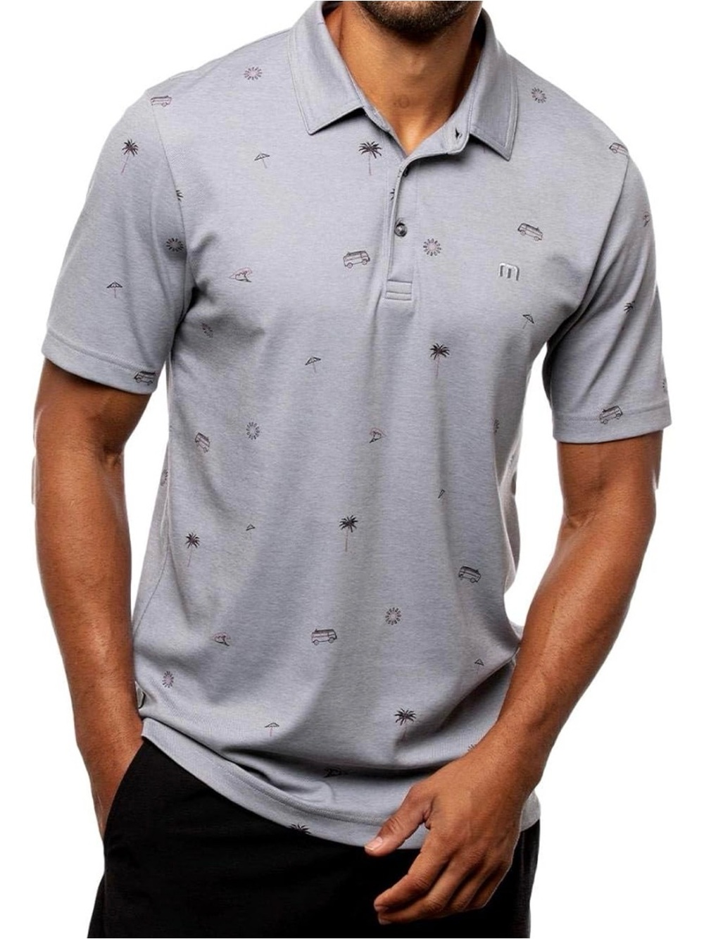 TravisMathew Light Gray Mens Drive Down Polo